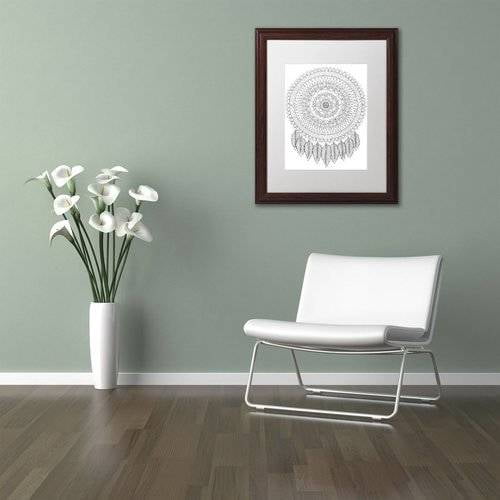 Trademark Fine Art "Mandalafeather Dreamcatcher" Canvas Art by Hello Angel, White Matte, Wood Frame