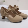 thumbnail image 5 of Willtoo Women's Platform Mary Jane Pumps with Bow, Closed Toe Chunky Heels Dressy Shoes Casual Daily Cute Heels, 5 of 7