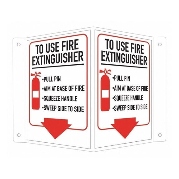 Safety Sign, 6 in Height, 7 1/2 in Width, Aluminum, V-Shape Projection, English