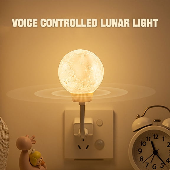 Moon LED Lamp Nightlight Desk USB-PoweredVoice-Activated Voice-Controlled Bedroom Light3 Color Dimming Bedroom Bathroom DecorationsBirthday Gifts Dimmable Mobile Smartphones