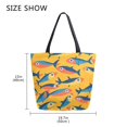 thumbnail image 5 of FORMRS Womens Canvas Tote Bag with Zipper Inner Pocket Shoulder Handbag, Yellow Sardines Pattern, 5 of 7