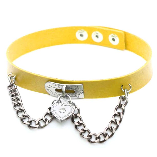 Minnieouse Punk PU cuero gargantilla cadena colgante corazón collares mujeres niñas gargantilla señora regalo joyería Ropa, zapatos y accesorios Miscelánea Amarillo Minnieouse PS11278-02
