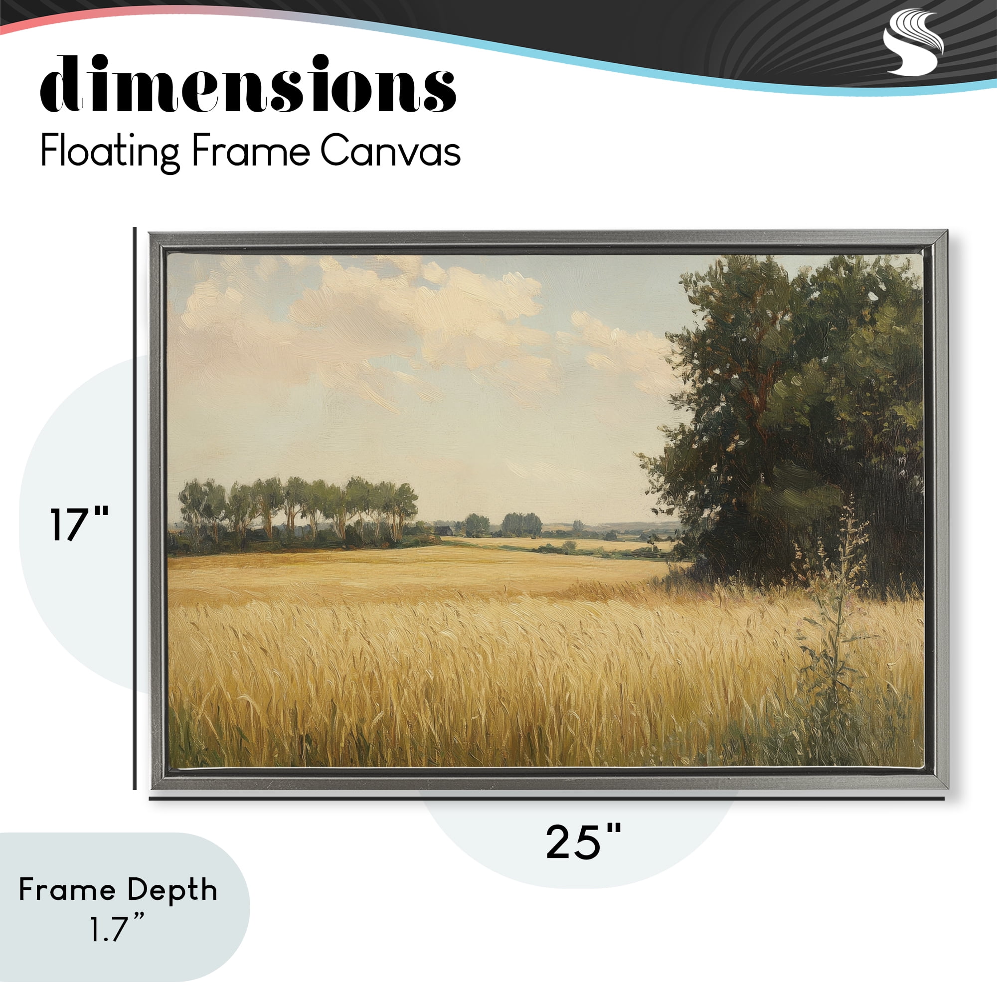 Stupell Industries Where The Wheat Grows Gray Framed Floater Canvas Wall Art, design by Petal Prints Design