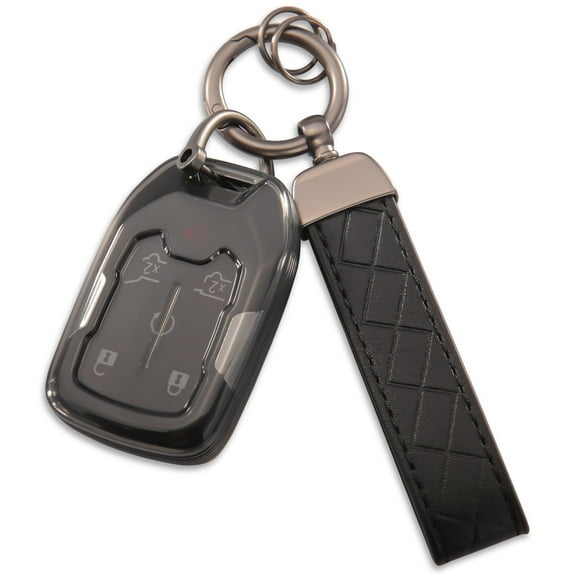 or GMC Key Fob Cover TPU Key Shell Metal Ring Key Chain Soft Shell Car Key Case for 2017-2021 Chevrolet Silverado 1500 2500HD 3500HD Suburban Tahoe GMC Acadia Sierra Terrain Yukon