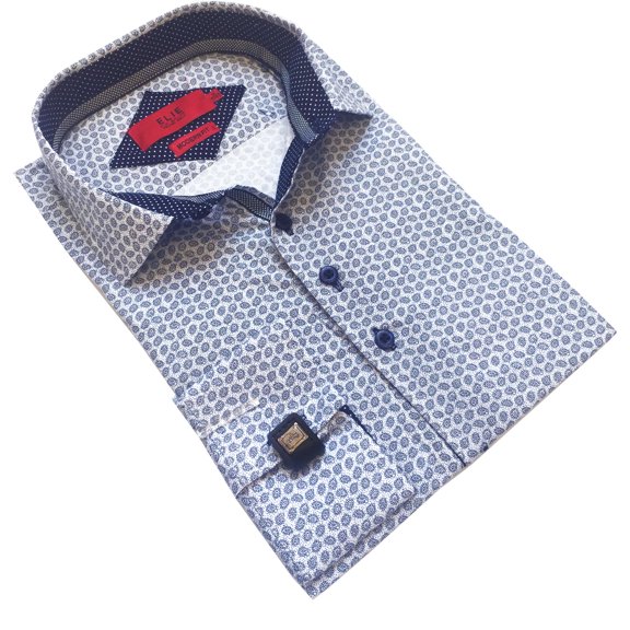 Elie Balleh Grey Fine Paisley Men Button Down Shirt