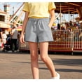 thumbnail image 4 of SHTXOZHI Solid Color Shorts for Girls Elastic High Waisted Shorts Cute Tie Casual School Uniform Shorts with Pockets, 4 of 8