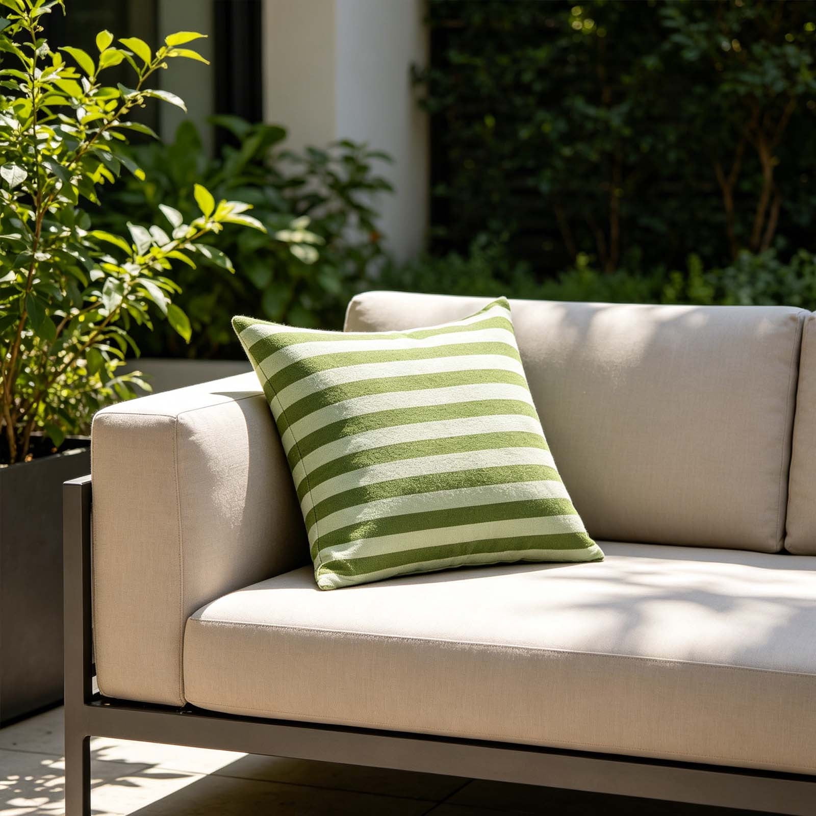 Luckky 18" Green Stripe Throw Pillow,Decorative Outdoor Pillow,Soft Square Cushion for Patio,Garden,Sofa,Couch & Home Decor