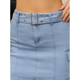 thumbnail image 5 of DARING DIVA Women's Summer High Waist Bodycon Mini Cargo Jean Skirt S Light Blue, 5 of 7