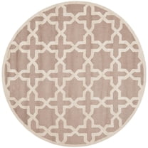 SAFAVIEH Cambridge Liz Geometric Wool Area Rug, Beige/Ivory, 8' x 8' Round