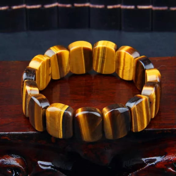 HOOUN Natural Tiger's Eye stone Quartz Crystal Gemstone Stretch Bracelets Bangle-style A