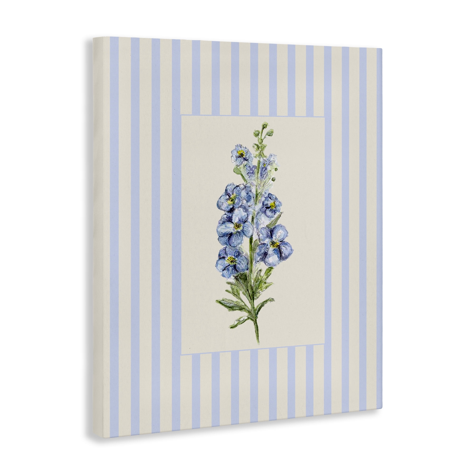 Blue Stripe Larkspur Canvas Wall Art, design by Lisa Wehmeyer