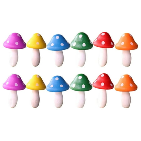 

FRCOLOR 12pcs Wood Mini Mushroom Sculpture Adorable Miniature Garden Ornaments Decor