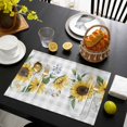 thumbnail image 3 of Sunflower Placemats Set of 12, Botanical Floral Butterfly Bee Gray White Plaid Placemats for Dining Table, Place Mats for Kitchen Tabletop, Waterproof Wipeable Dining Table Mats Set, 3 of 9