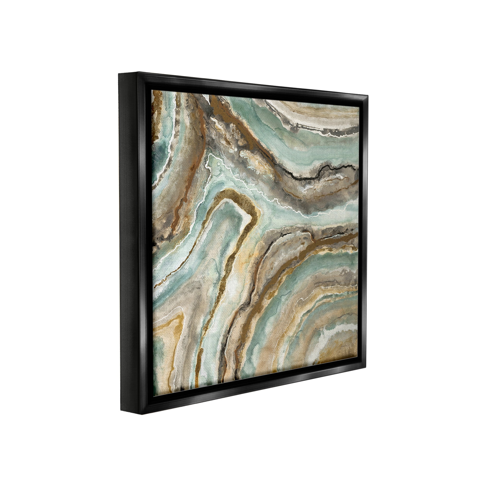 Stupell Industries Geode Mineral Pattern Abstract Painting Black Floater Framed Canvas Art Print Wall Art, 18 x 18