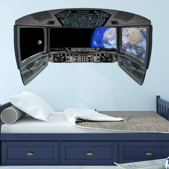 VWAQ Earth Space Shuttle Window Decal | Spaceship Cockpit Wall Mural - CP9