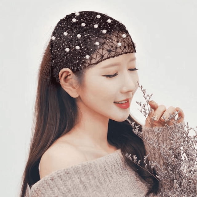 Banda para el cabello con perlas, pinza para el cabello, capucha, cubrebocas, accesorios para el cabello blancos, para salir, tocado de ala ancha, accesorios para el cabello, diadema, tocado