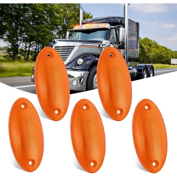 Nilight Cab Roof Marker Light 5 Pcs 4 Led Amber Top Indicator Light Waterproof Surface Mount Running Light for Heavy Duty Trucks Trailer RV Camper Tractor