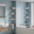 thumbnail image 6 of Ataucjin Tension Pole Shower Caddy, Corner Shower Storage System with 4 Baskets, Rust-Resistant Bathroom Organizer Shelves, Shower Rack Adjustable Heights, Satin Nickel, 6 of 6
