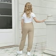 thumbnail image 6 of QATAINLAV Sweatpants for Teen Girls Unisex Baggy Elastic Waist Joggers Cinch Bottom Track Pants with Pockets School Uniform Beige, 6 of 9