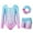 Blue Pink Star, variant on 3 Pcs Set Girls Long Sleeve Leotard Criss Cross Dance Dress Ballet Outfits for Gymnastics