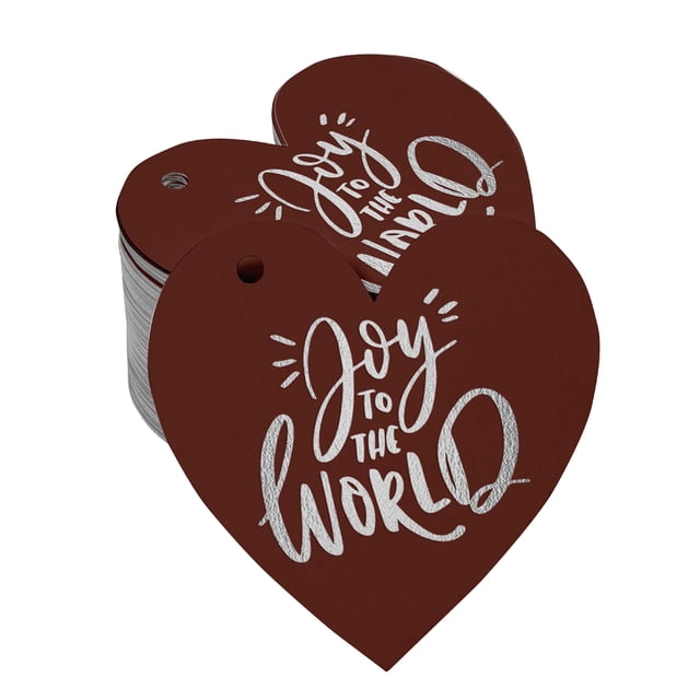 Inkdotpot Real Silver Foil Joy To The World Baby Shower Tags Favor Hang Paper Tags 50 Pieces