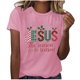 thumbnail image 2 of Puntoco Camiseta/camiseta de manga corta con cuello redondo y estampado floral de moda de verano para mujer, 2 of 4