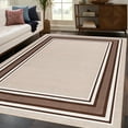 thumbnail image 3 of Beverly Rug Indoor Bordered Area Rugs, Non Slip Rubber Backing Modern Living Room Area Rug, Beige Brown, 5'x7', 3 of 10