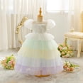 thumbnail image 5 of LOEL Girls Rainbow Tulle Dress Princess Puffy Dress Wedding Pageant Party Easter Ball Gown Flower Girls Dress, 5 of 7