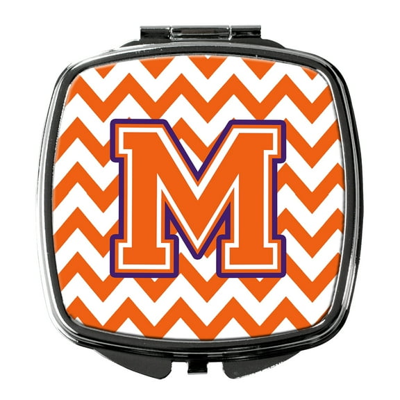 Letter M Chevron Orange and Regalia Compact Mirror