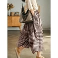 thumbnail image 5 of SWQZVT Womens Pants Wide Leg Gingham Cotton Pants for Women Ladies Loose Fit Brownwhite Plaid Comfort Soft Lounge Pant L, 5 of 8