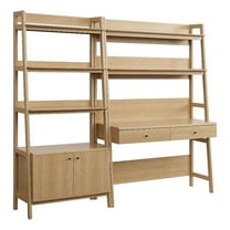 Bowery Hill 2-Piece Modern Style Wood Office Desk and Bookshelf in Oak