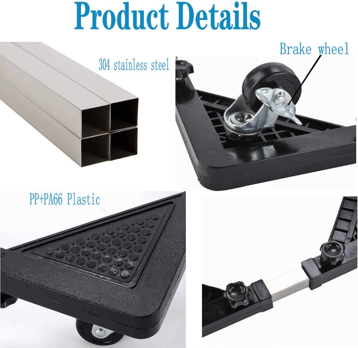 Movable Base Size Adjustable Washing Machine Base for Dryer Refrigerator Telescopic Furniture Dolly Roller with Swivel Locking Casters (4 Wheels) 16-26