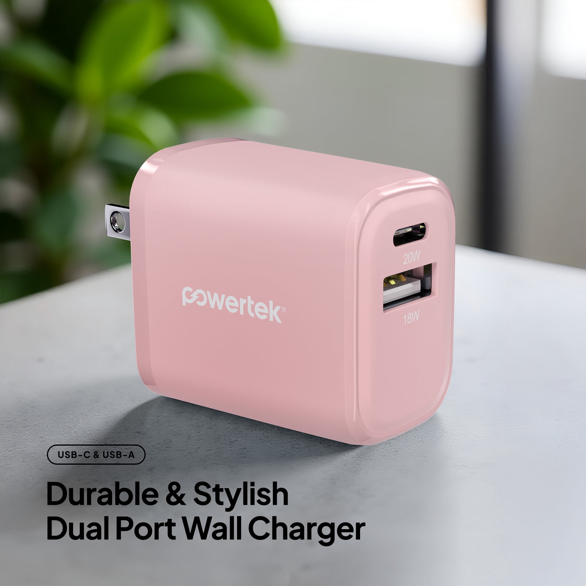 Liquipel Powertek Pastel Braided 20W Combo Wall Charger - Pink