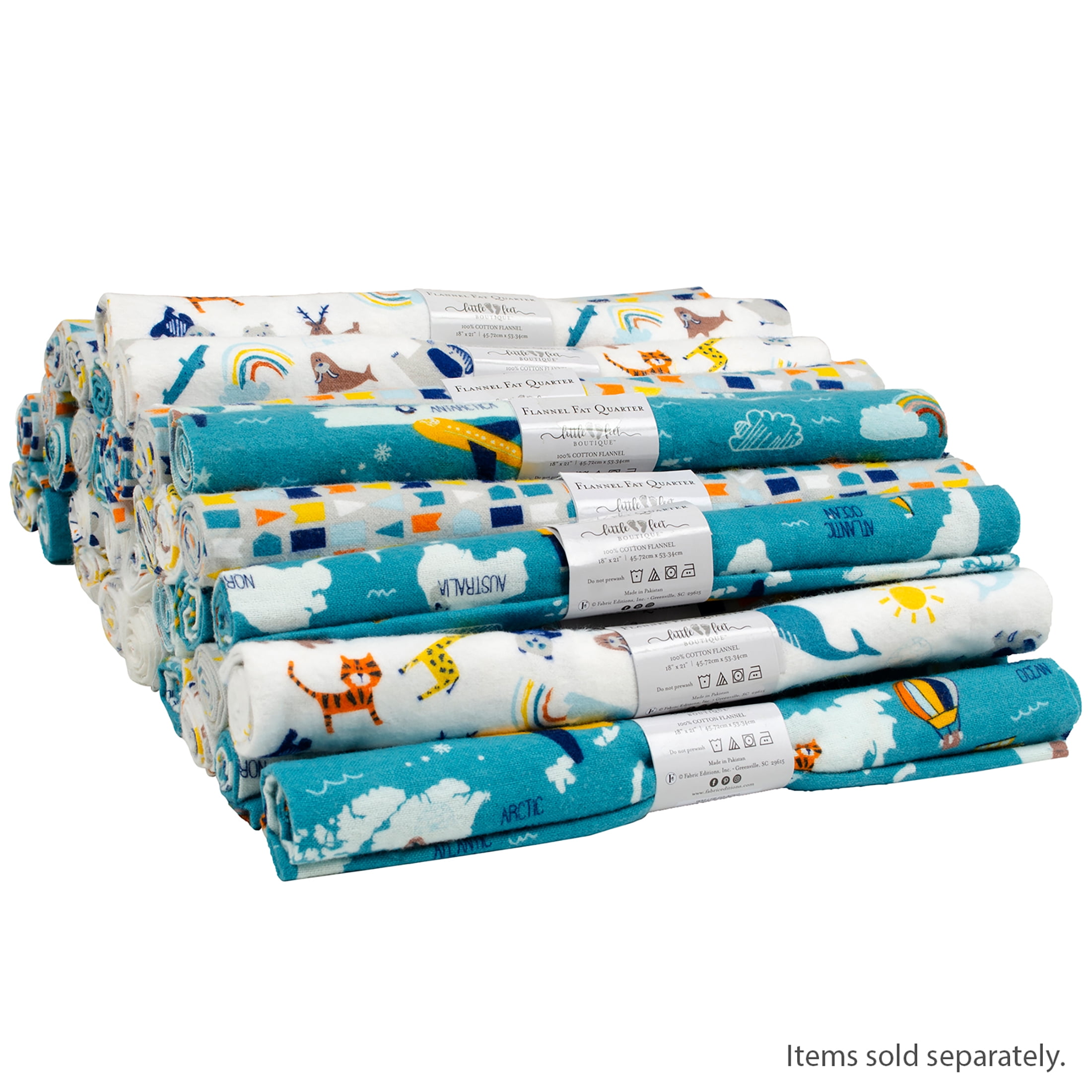 Little Feet Boutique Adventure Awaits 18"x21" Cotton Flannel Precut Multi 33 Pieces