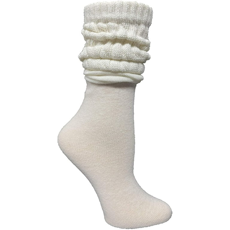 White Scrunch Socks Women, Cotton Long High Tube Socks, Fun Cute