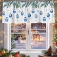 thumbnail image 5 of Christmas Blue Valances for Windows, 54 x 18in, Watercolor Christmas Balls Snowflake Pattern Rod Pocket Kitchen Valance Curtain Light Filtering Window Treatments for Living Room Bedroom, 1 Panel, 5 of 7