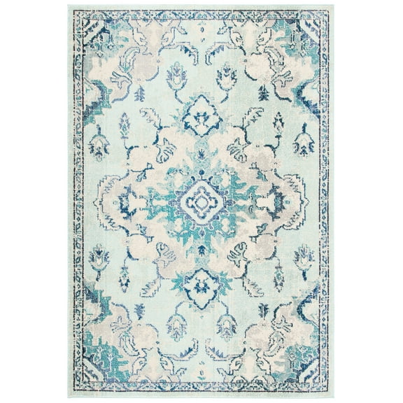 SAFAVIEH Madison Elinor Traditional Distressed Area Rug, Teal/Beige, 9' x 12'