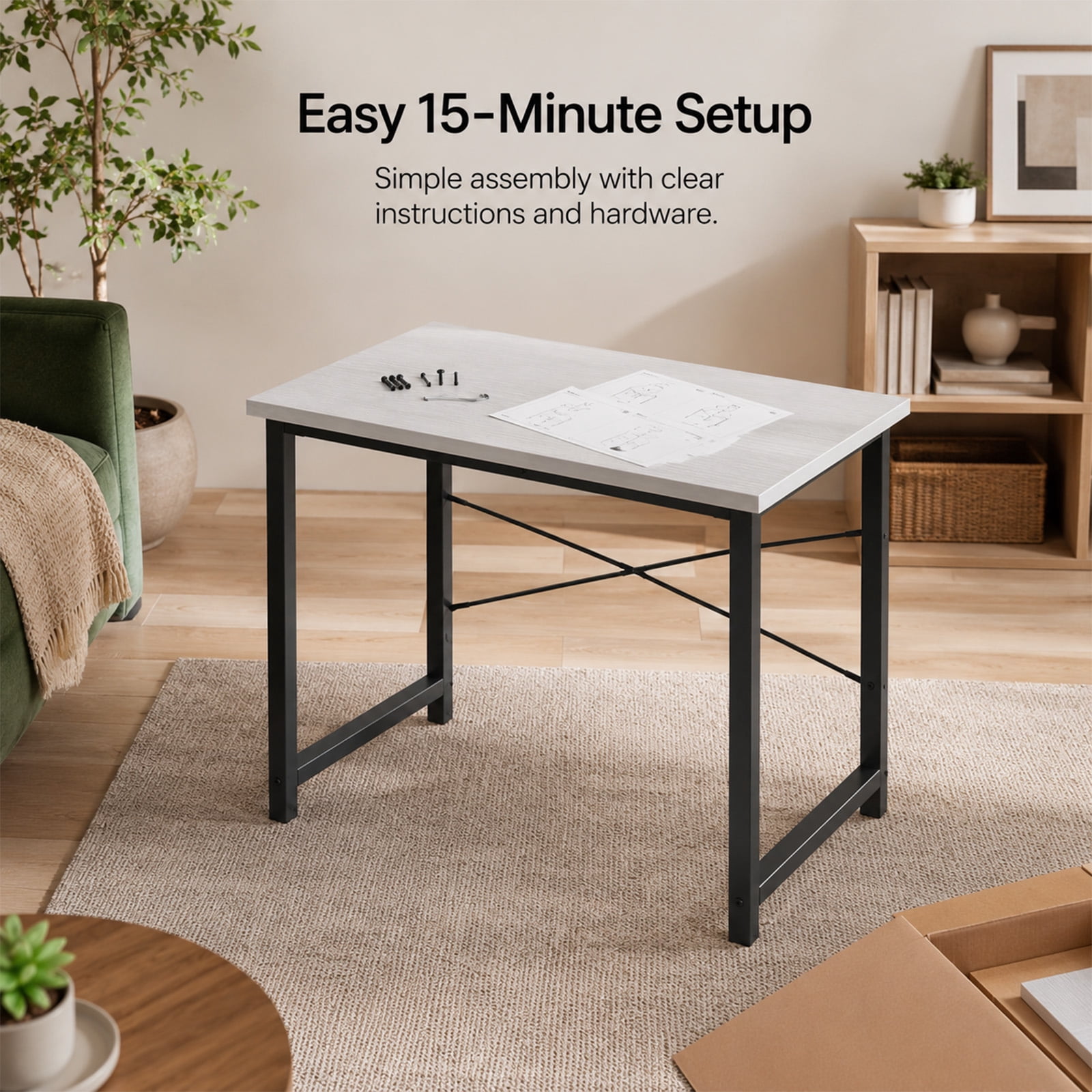 Alvantor Computer Desk 31.5" Small Office Table for Home Bedroom, Modern Study Writing Workstation with X-Shaped Reinforcement