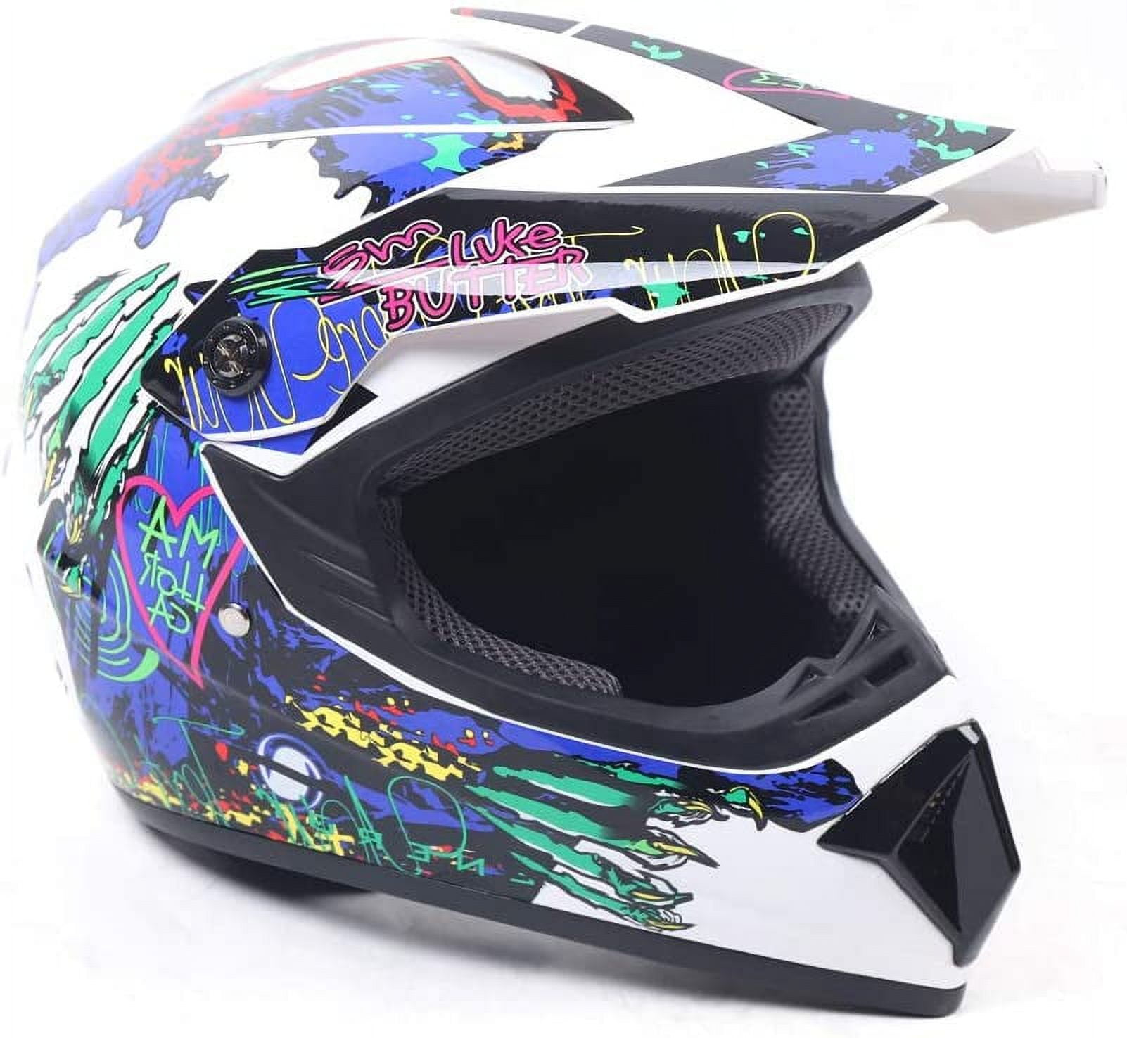 Denest Youth Kids Motocross Helmets Colorful L Size off Road Helmet Gloves Goggles DOT Certification