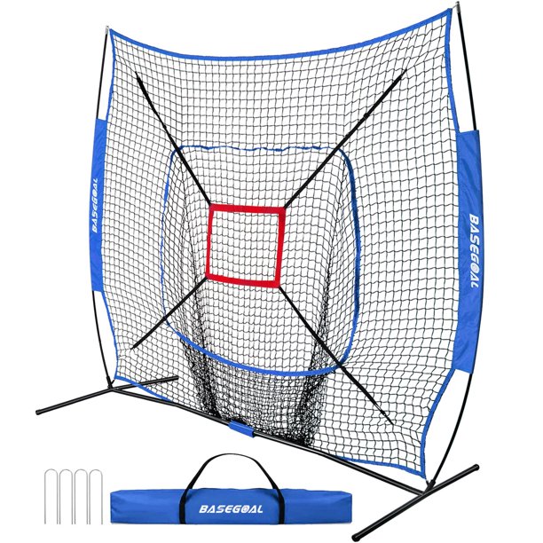Red de práctica de béisbol y sóftbol BaseGoal 7 x 7 pies con zona de strike