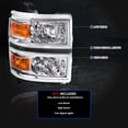 thumbnail image 3 of Spec-D Tuning Chrome Headlights with Chrome Trim Compatible with 2014-2015 Chevy Silverado 1500 Left + Right Pair Head Lights Lamp Assembly, 3 of 6