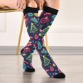 thumbnail image 5 of FORMRS Womens Knee High Socks Casual Long Thick Travel Daily Wear, 2 Pairs, Neon Christmas, 5 of 6