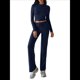thumbnail image 1 of Conjuntos de 2 Piezas para Mujer, Larga, Cuello Redondo, Pantalones Acampanados de Cintura Alta, Conjuntos de Chándal, Ropa de Calle. Azul Marino XL, 1 of 10