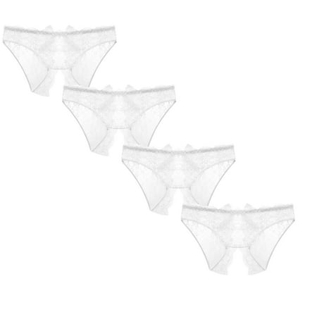 

Womens Underwear Brief Underpants Open Crotch Low Waist Lace Panties4PC