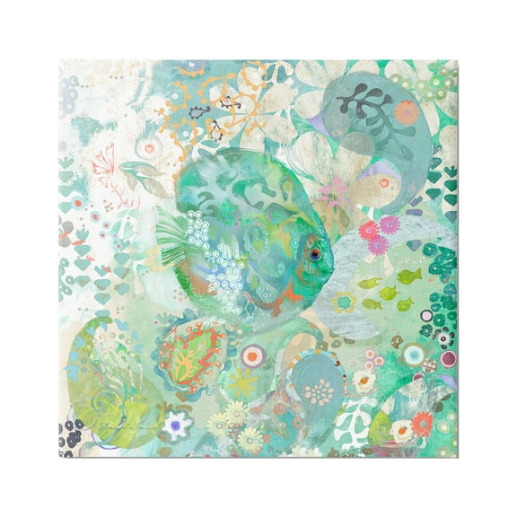 Stupell Industries Fish & Coral Pattern Animals & Insects Painting Gallery Wrapped Canvas Print Wall Art, 17 x 17