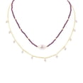thumbnail image 2 of Gold Over Sterling Silver with Natural Freshwater Pearl and Garnet Duble Strand Necklace with 18" Chain, 2 of 3