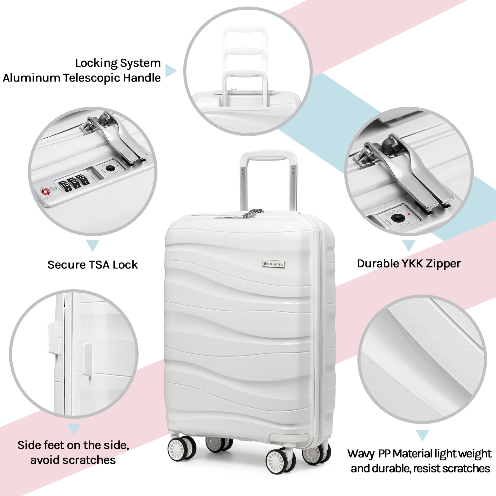Joyway- 5-Piece Luggage Set PP Hardshell Spinner Suitcase with TSA