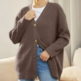 thumbnail image 2 of Ediodpoh Cardigan Sweaters for Women Casual Long Sleeve Knitted Open Front Fashion Loose Elegant Coffee XS, 2 of 4