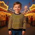 thumbnail image 2 of Long Sleeve Button Dwon Polo Shirt for Boys, Casual Rainbow Striped T Shirt Kids School Everyday Wear Yellow Size 7-8 Years, 2 of 4