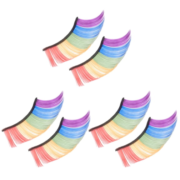 Soimiss 3 Pairs of Glitter Lash Extensions Multi Colored Lashes Strips for Lady Carnival